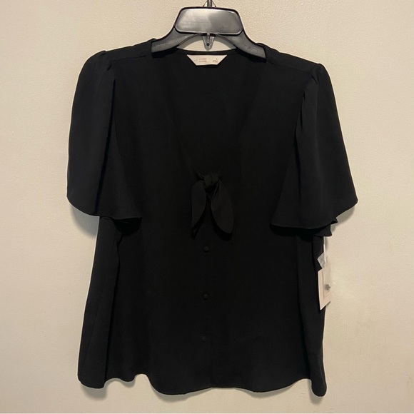 LC Lauren Conrad Button Down Blouse Size Large Preppy Office Classic Whimsical - Picture 1 of 8